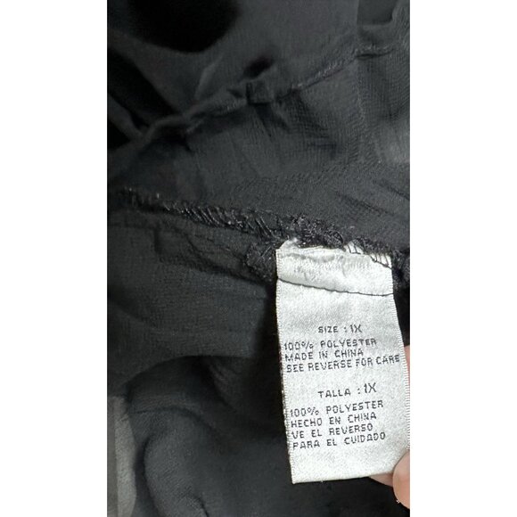 VTG Kaelyn Max Black Top Bell Sleeve Crinkle Fairycore Y2K 2000s Goth Vampire XL - Picture 4 of 7